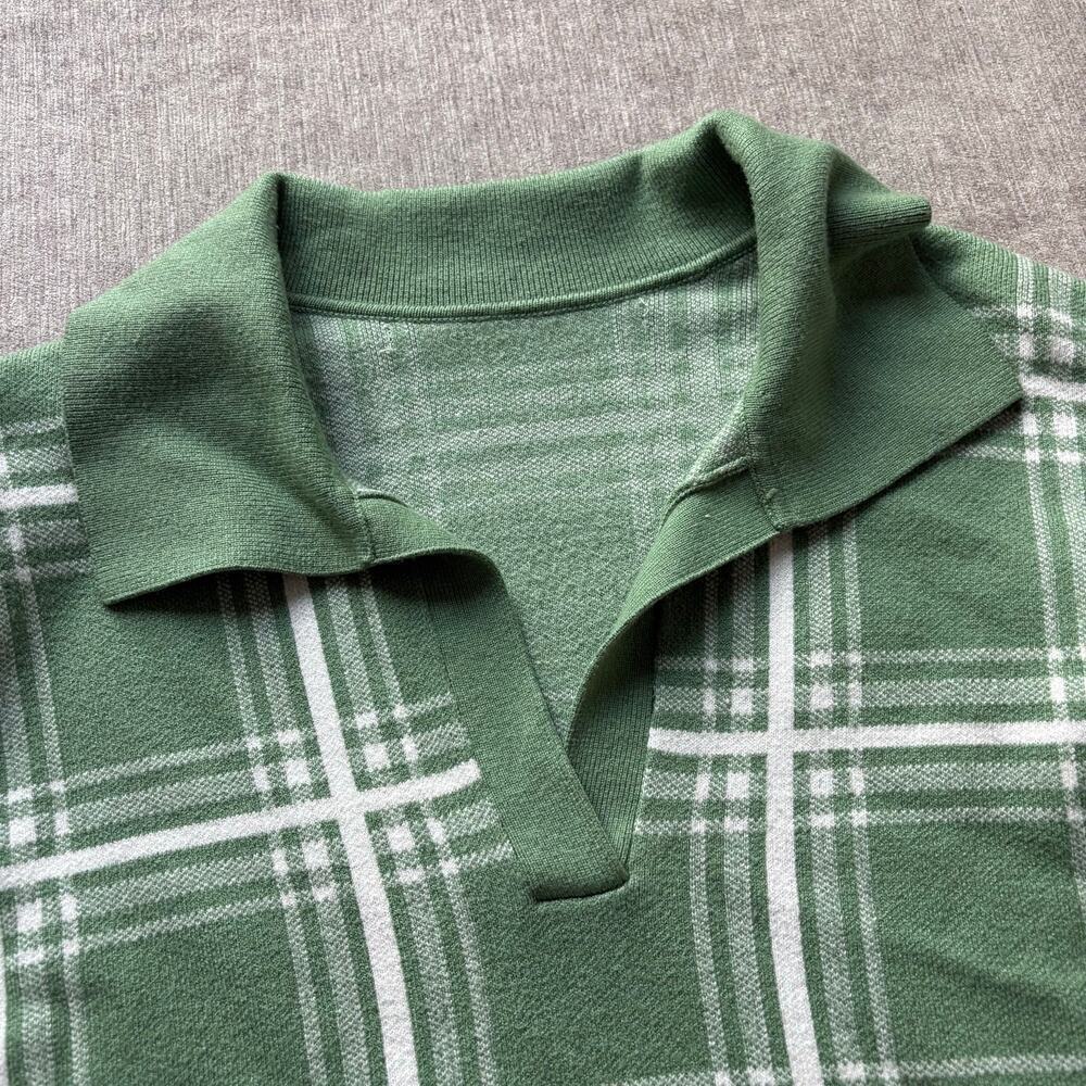 Green Plaid Polo Sweater - Picture 2 of 3